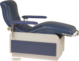 Power Height Adjustable Donor Lounge This fully upholstered lounge chair can be easily reclined into various intermediate positions and into a full shock position with the pneumatic reclining mechanism