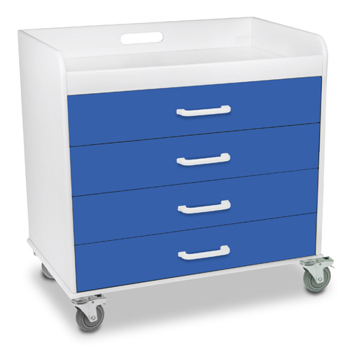 Extra Wide Compact Cart Custom Comfort Medteks extra wide compact medical carts have 4 locking drawers at 27 inches wide. 