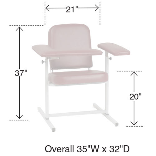 Fully Upholstered Standard Height Blood Draw Chair with L-Arm - Image 2