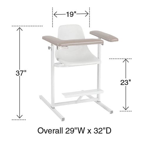 Contoured Seat Narrow Tall Height Space Saving Blood Draw Chair - Image 2