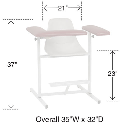 Tall Blood Draw Chair with Contoured Seat and L-Arm - Image 2